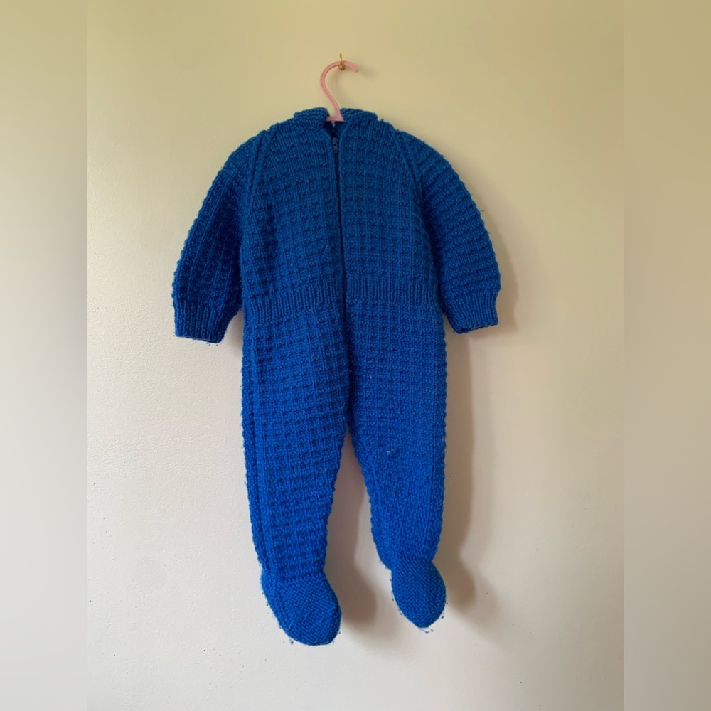 electric blue knit suit